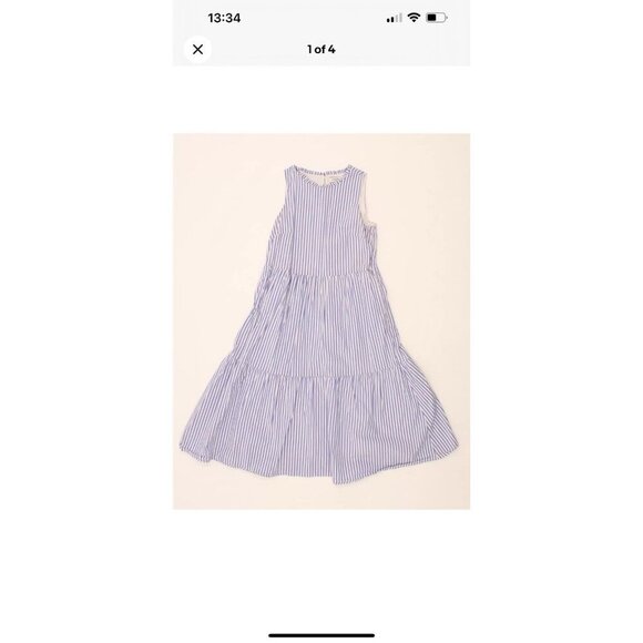 J. CREW Sleeveless A-Line Dress 2 NEW Seersucker Blue Striped Cotton Tiered 1A - Picture 12 of 12